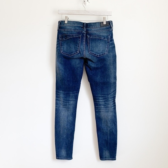 Express Pearl Embellished Blue Denim Mid Rise Ankle Legging 4 - Picture 5 of 11